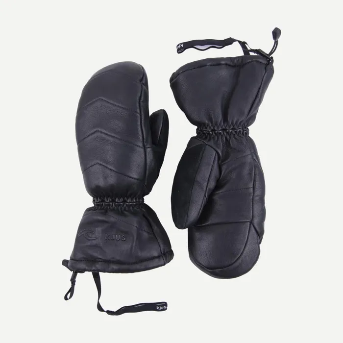 KJUS Accessories Unisex Leather Mitten Black 8211 MenWomen