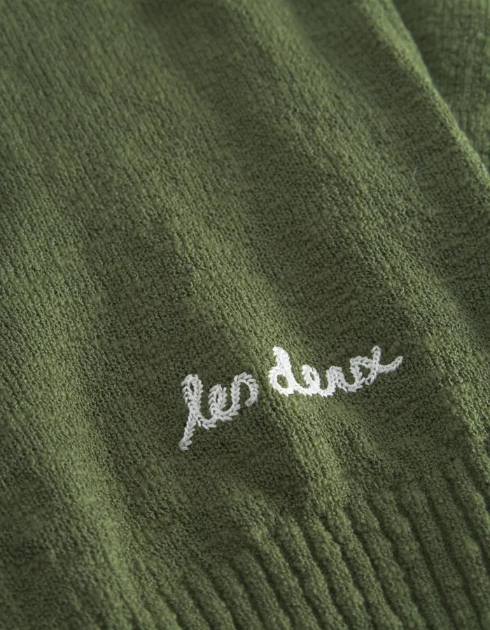 Knitwear Men Les Deux Brad Zipper Polo 8211 Chive Green