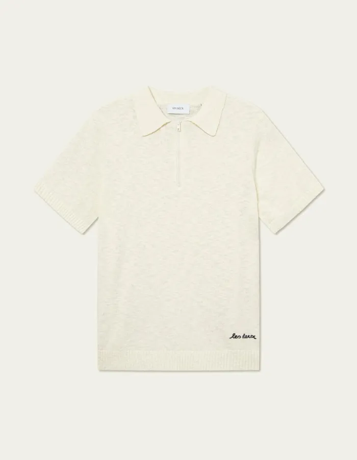 Knitwear Men Les Deux Brad Zipper Polo 8211 Ivory