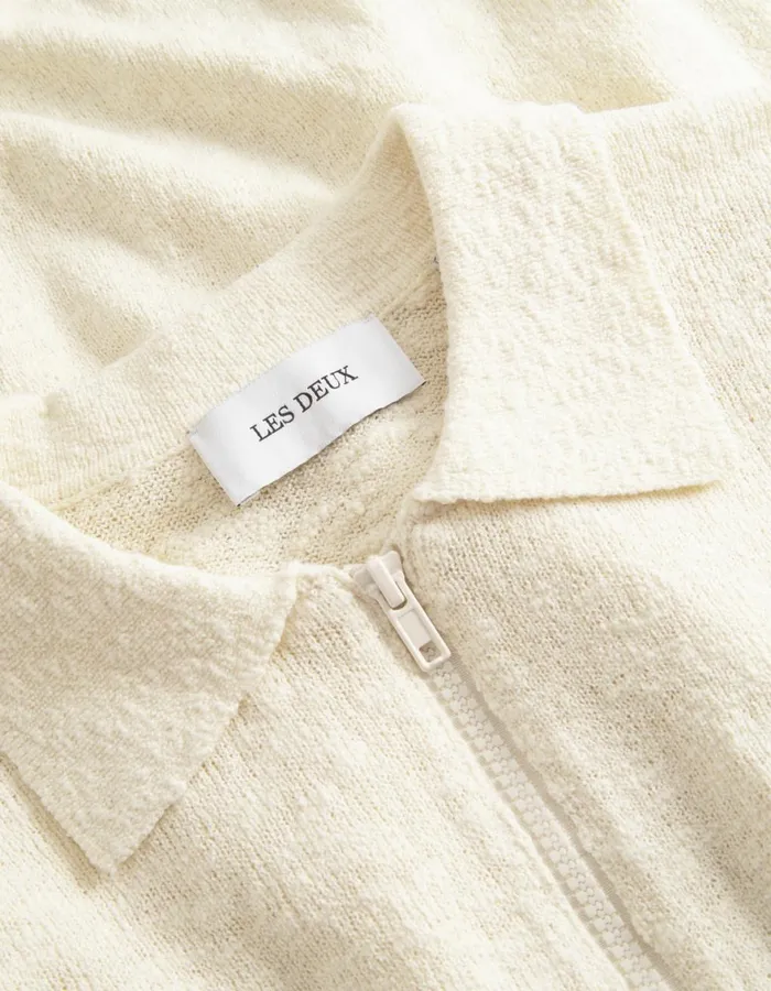 Knitwear Men Les Deux Brad Zipper Polo 8211 Ivory