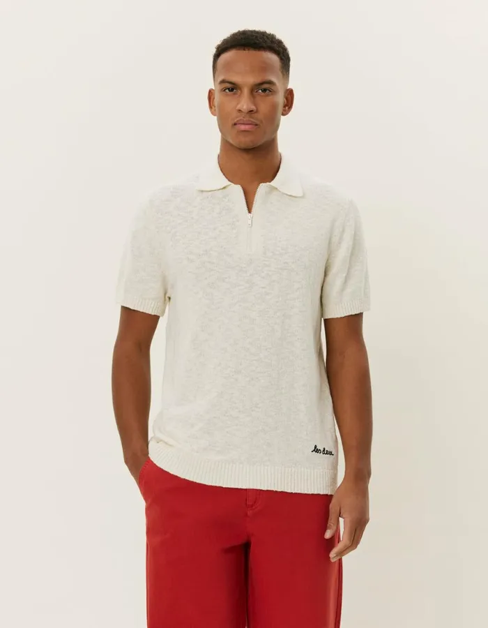 Knitwear Men Les Deux Brad Zipper Polo 8211 Ivory