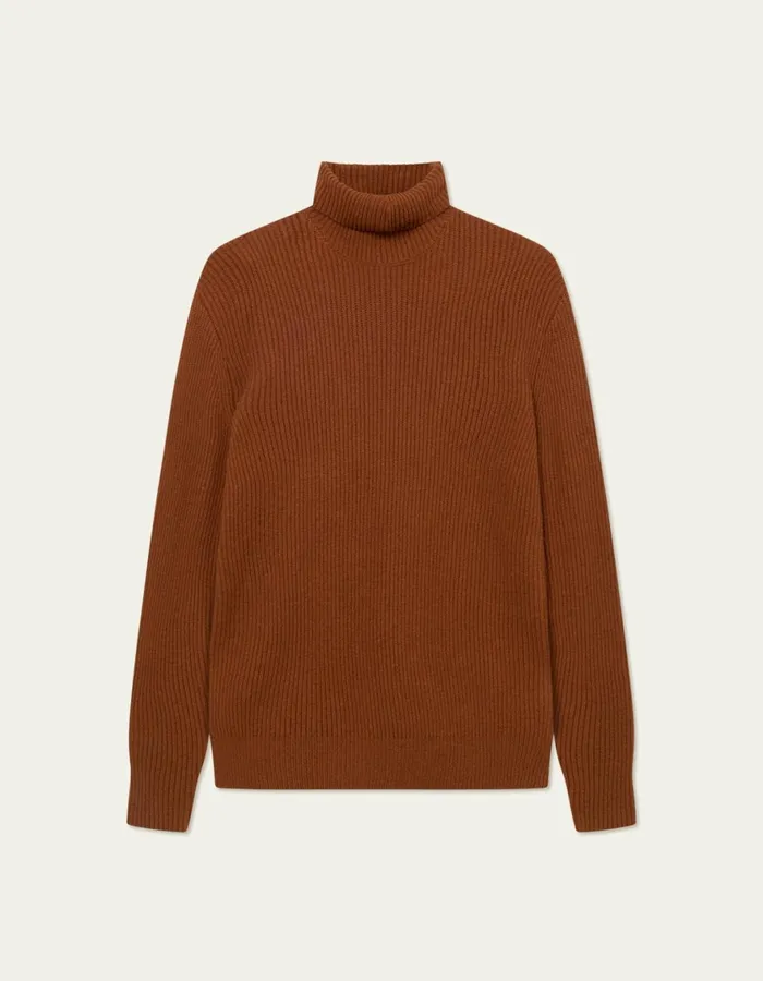 Knitwear Men Les Deux Eddie Wool Rib Rollneck Knit 8211 Arabian Spice