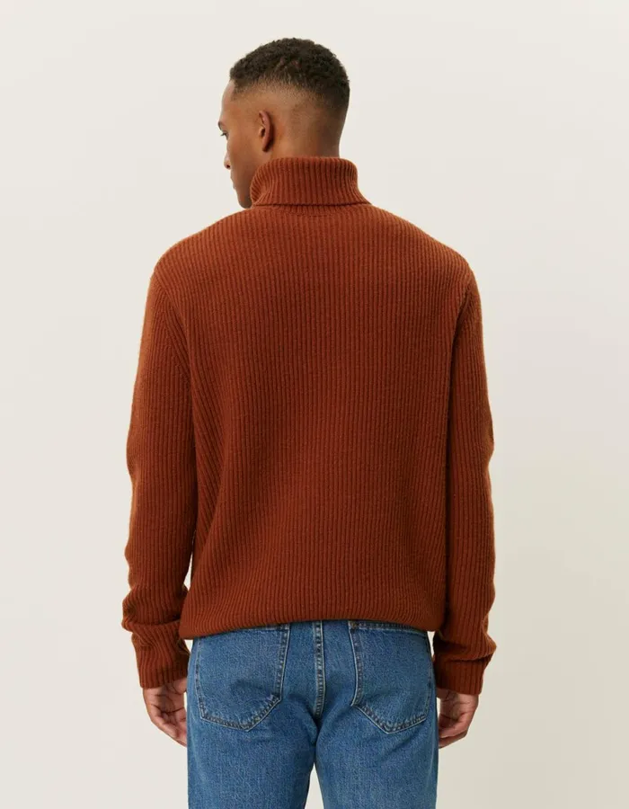 Knitwear Men Les Deux Eddie Wool Rib Rollneck Knit 8211 Arabian Spice
