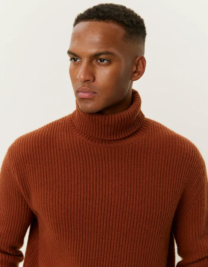 Knitwear Men Les Deux Eddie Wool Rib Rollneck Knit 8211 Arabian Spice