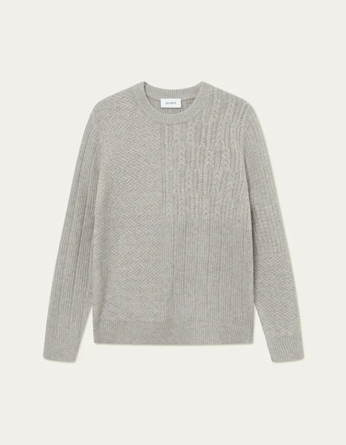 Knitwear Men Les Deux Fernando Roundneck 8211 Oatmeal Mlange