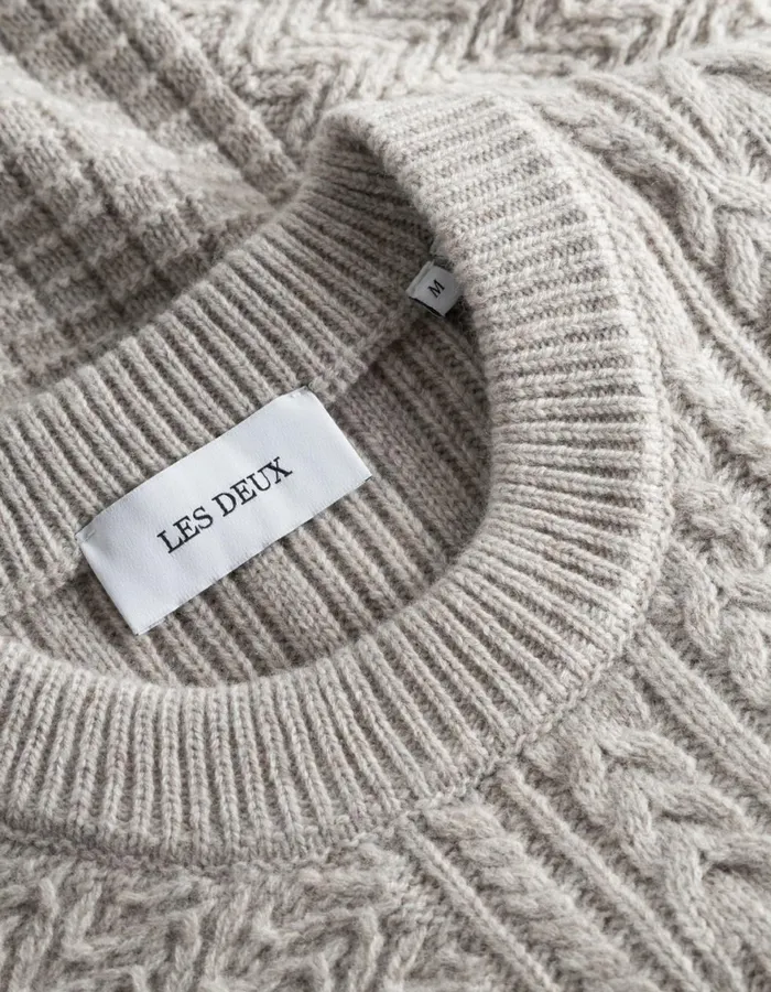 Knitwear Men Les Deux Fernando Roundneck 8211 Oatmeal Mlange