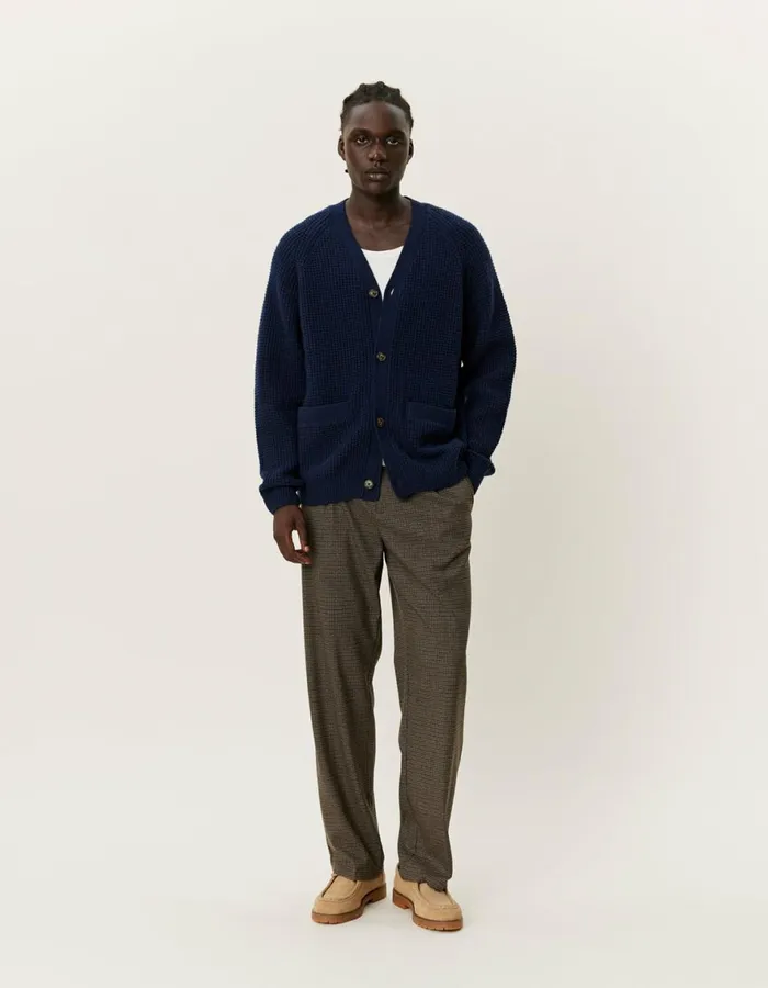 Knitwear Men Les Deux Grady Waffle Cardigan 8211 Dark Navy