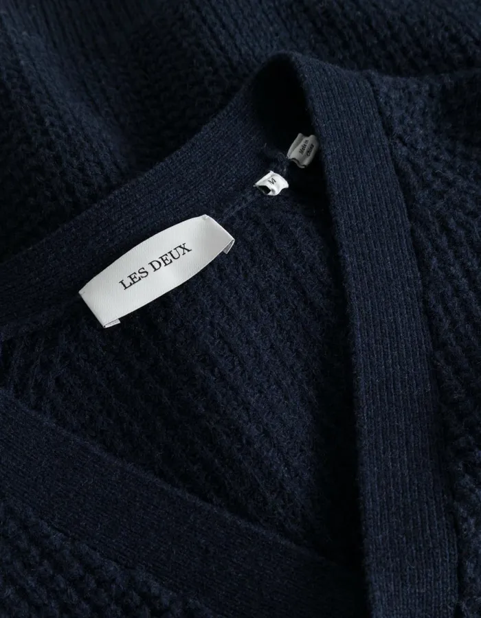 Knitwear Men Les Deux Grady Waffle Cardigan 8211 Dark Navy