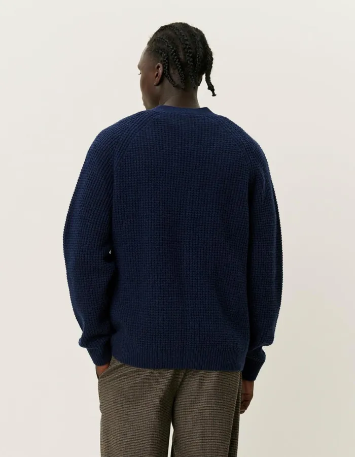 Knitwear Men Les Deux Grady Waffle Cardigan 8211 Dark Navy