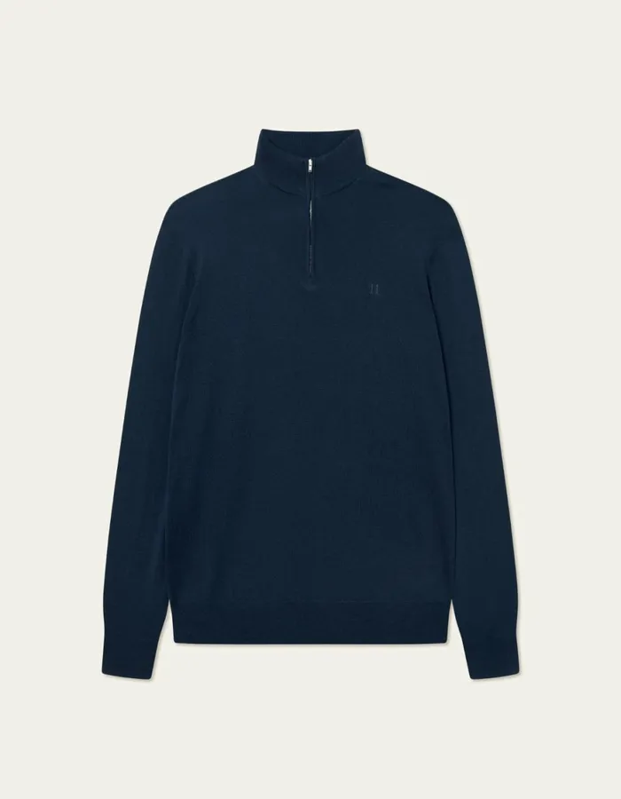 Knitwear Men Les Deux Greyson HalfZip Merino Knit 8211 Dark Navy