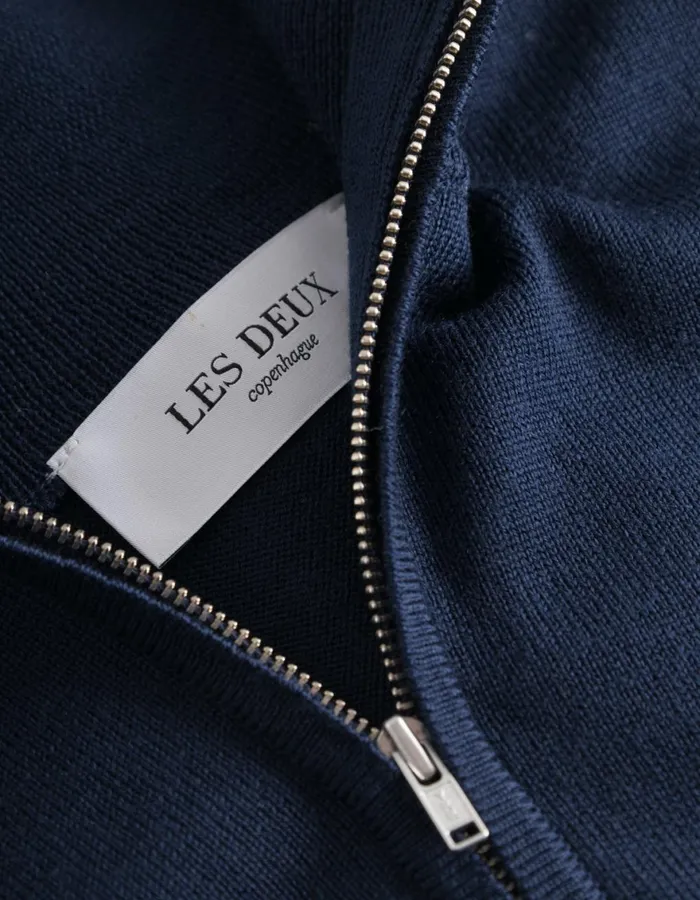 Knitwear Men Les Deux Greyson HalfZip Merino Knit 8211 Dark Navy