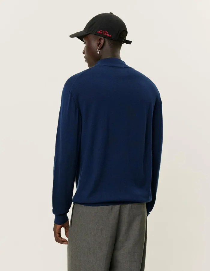 Knitwear Men Les Deux Greyson HalfZip Merino Knit 8211 Dark Navy