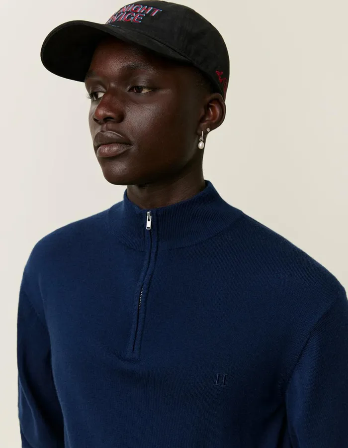Knitwear Men Les Deux Greyson HalfZip Merino Knit 8211 Dark Navy