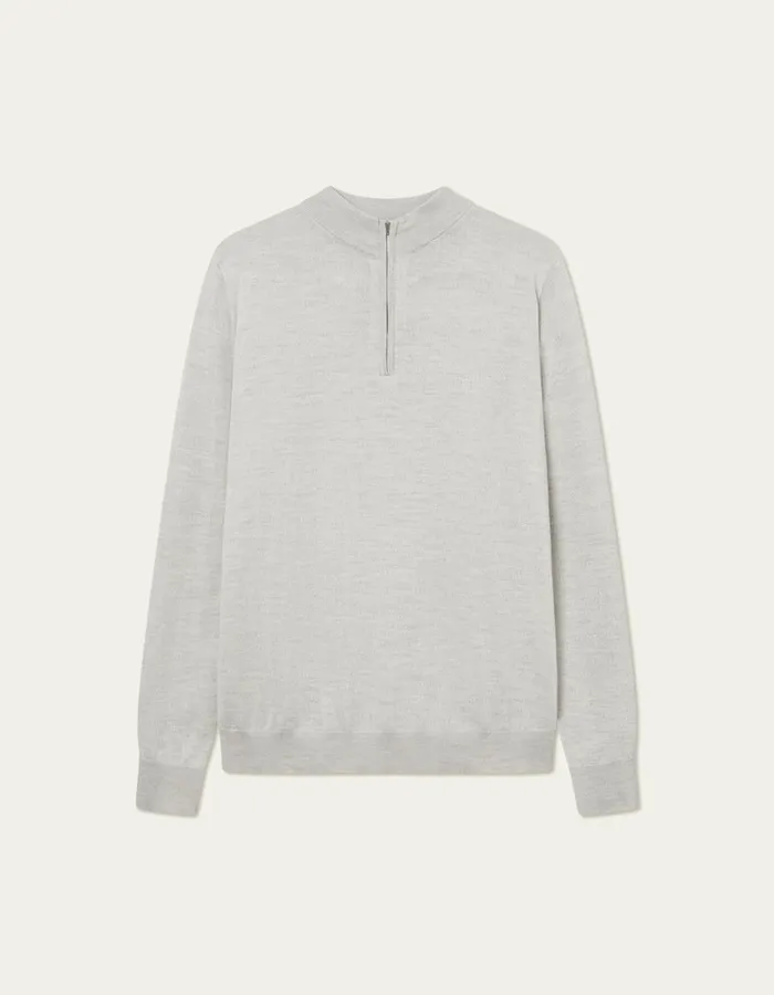 Knitwear Men Les Deux Greyson HalfZip Merino Knit 8211 Ivory Melange