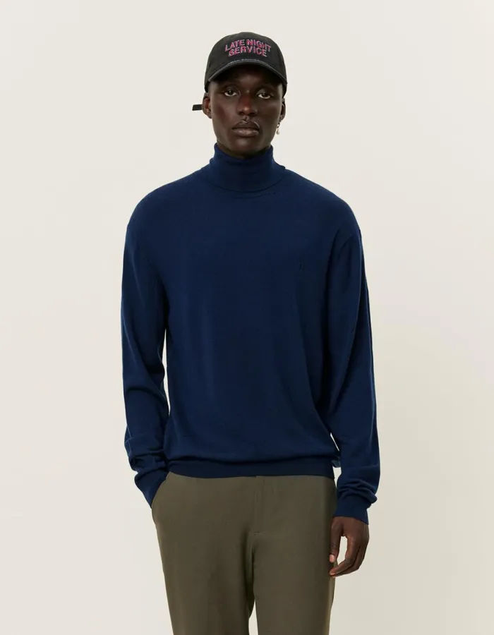 Knitwear Men Les Deux Greyson Rollneck Merino Knit 8211 Dark Navy
