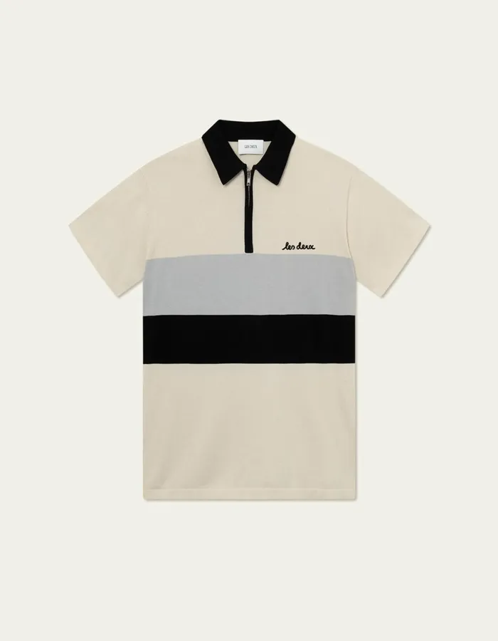 Knitwear Men Les Deux Raul Knitted Polo 8211 IvoryBlack