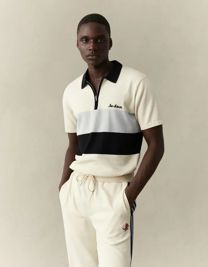 Knitwear Men Les Deux Raul Knitted Polo 8211 IvoryBlack
