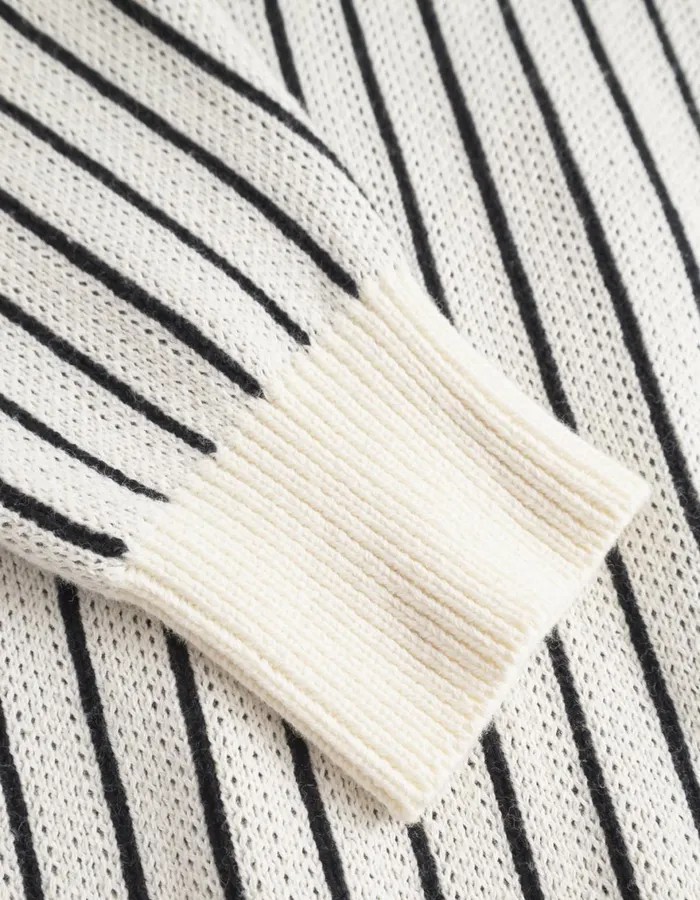 Knitwear Men Les Deux Yale Pinstripe Round Neck Knit 8211 IvoryBlack