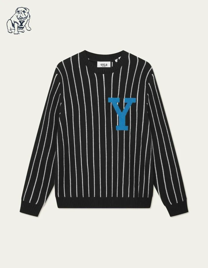 Knitwear Men Les Deux Yale Y Pinstripe Knit 8211 BlackBlack