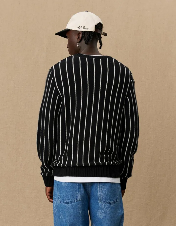 Knitwear Men Les Deux Yale Y Pinstripe Knit 8211 BlackBlack