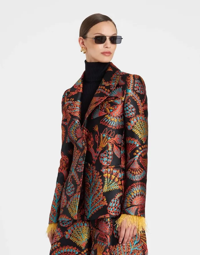 La Doublej 247 Jacket Sicomore Black In Jacquard Women Outerwear