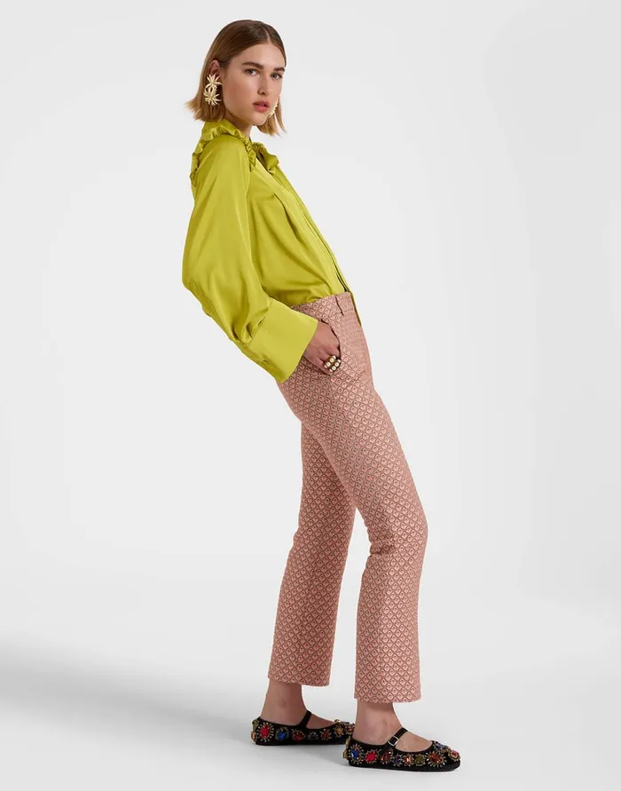 La Doublej 247 Pants Tulip Pale Pink In Jacquard Women Party Dressing