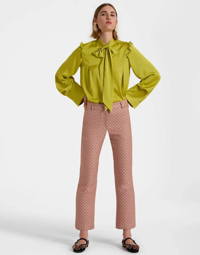 La Doublej 247 Pants Tulip Pale Pink In Jacquard Women Party Dressing