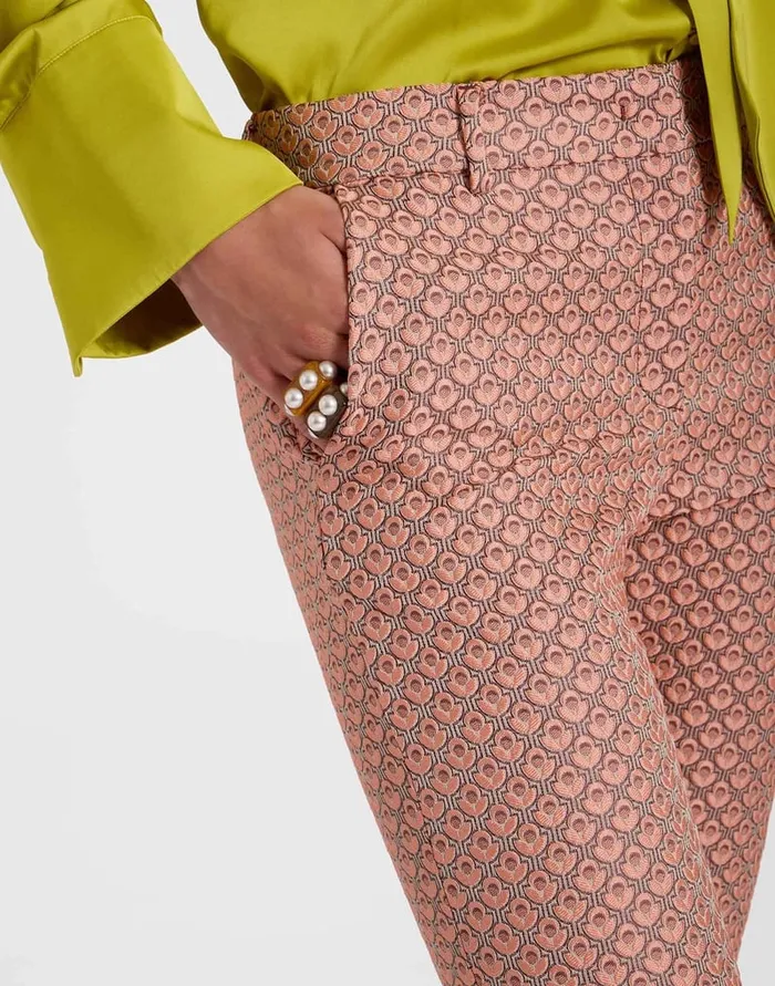 La Doublej 247 Pants Tulip Pale Pink In Jacquard Women Party Dressing