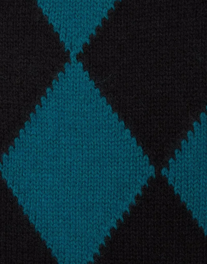 La Doublej Argyle Scarf Green Black In Wool Women Foulards and Scarves
