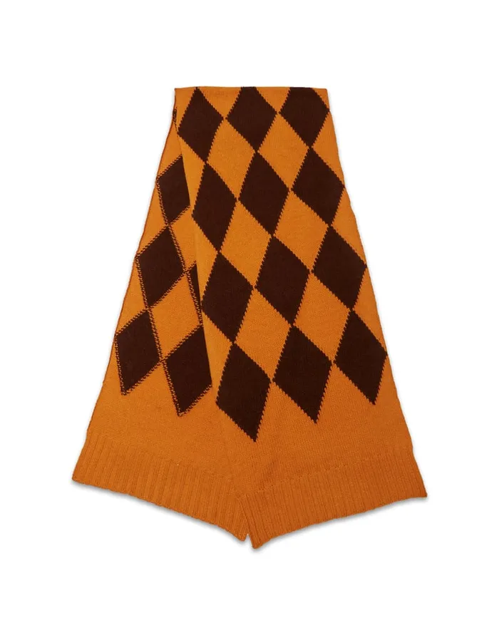 La Doublej Argyle Scarf Yellow Brown In Wool Women Foulards and Scarves