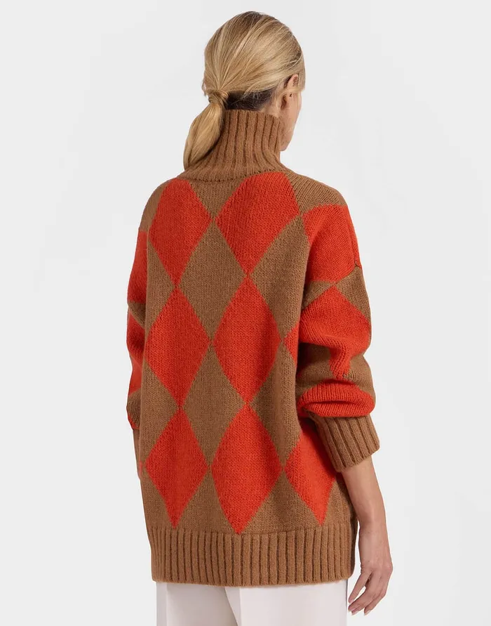 La Doublej Argyle Sweater CamelOrange In Wool Women Knitwear