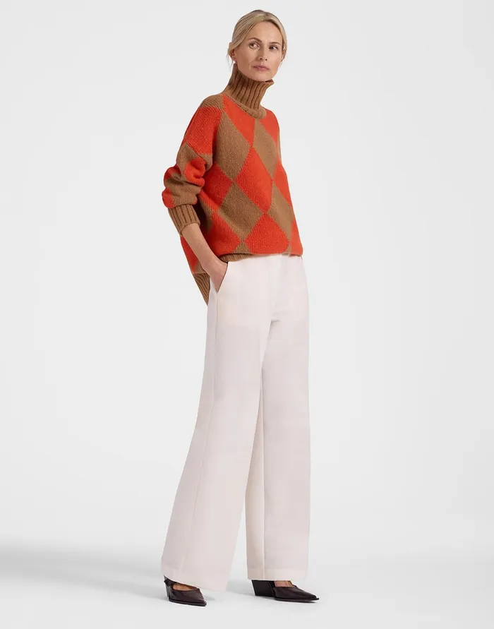 La Doublej Argyle Sweater CamelOrange In Wool Women Knitwear