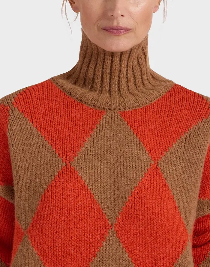 La Doublej Argyle Sweater CamelOrange In Wool Women Knitwear