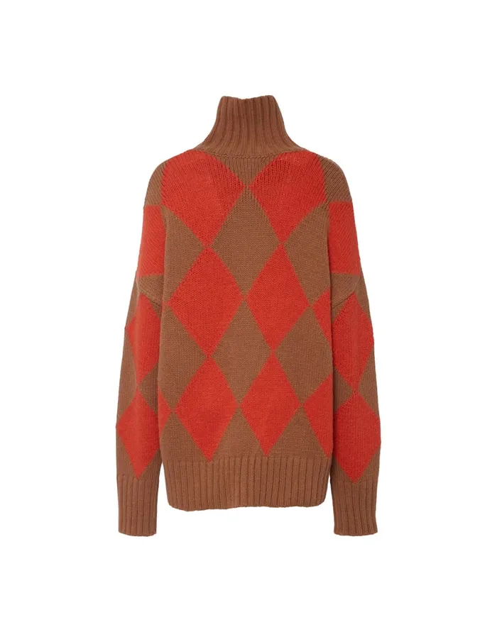 La Doublej Argyle Sweater CamelOrange In Wool Women Knitwear