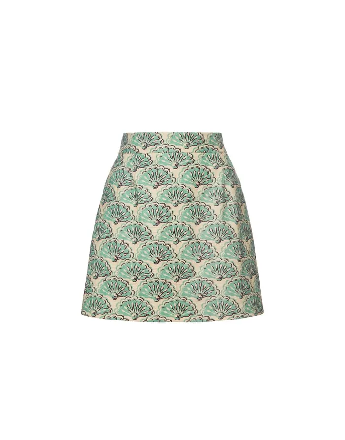 La Doublej Baia Mini Skirt Fans Mint In Shot Cotton Women Skirts