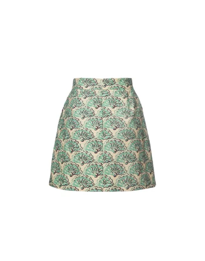 La Doublej Baia Mini Skirt Fans Mint In Shot Cotton Women Skirts