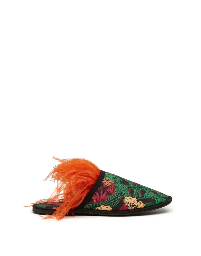 La Doublej Boudoir Slipper Night Garden In Faille Women Shoes