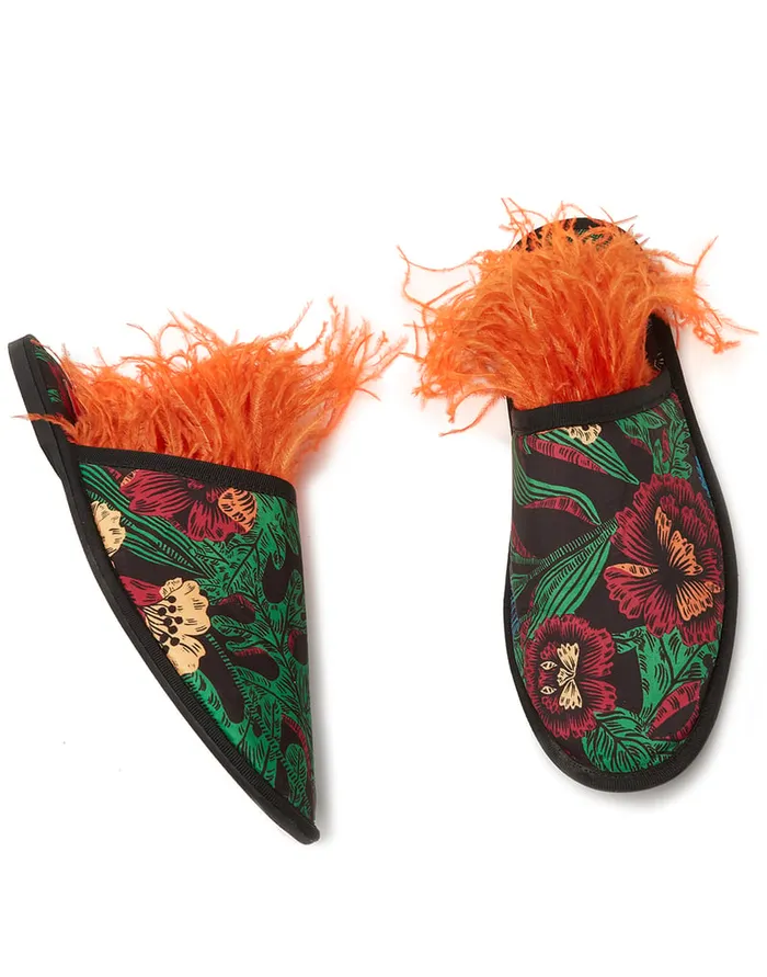 La Doublej Boudoir Slipper Night Garden In Faille Women Shoes