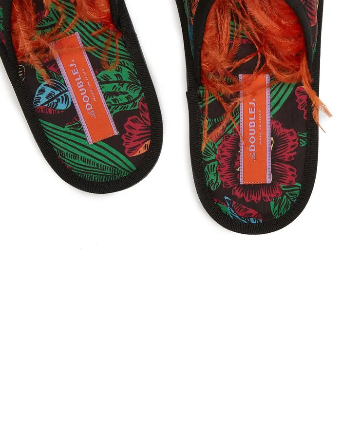 La Doublej Boudoir Slipper Night Garden In Faille Women Shoes
