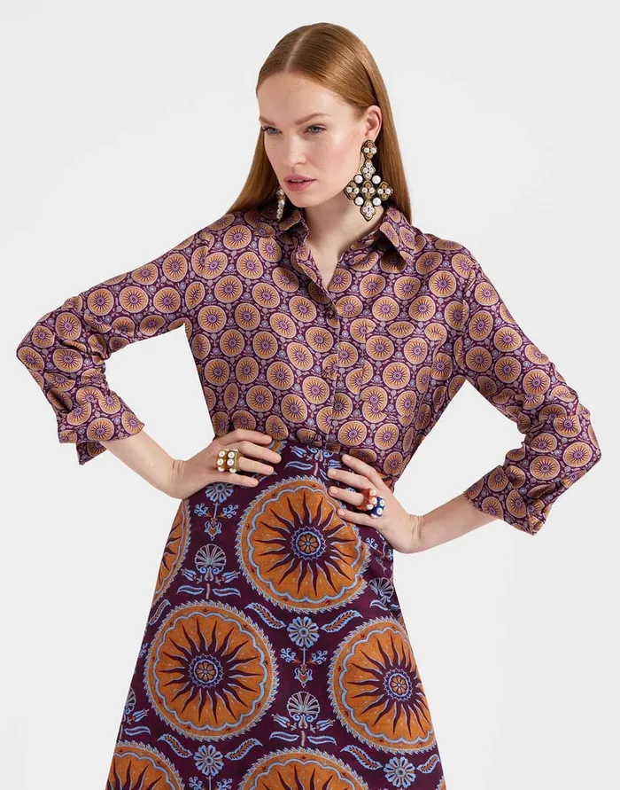 La Doublej Boy Shirt Sovereign Mini Purple In Silk Twill Women Shirts and Tops La Doublej Boy Shirt Sovereign Mini Purple In Silk Twill Women Shirts and Tops