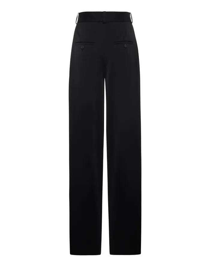 La Doublej Brooklyn Pants Solid Black In Sable Satin Women Shorts and Pants