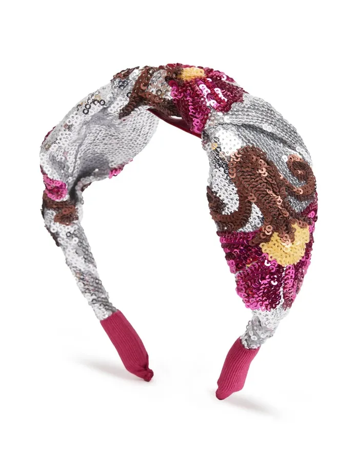 La Doublej Cerchietto Silver In Textured Sequins Women Hair Accessories