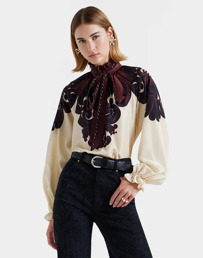La Doublej Cerere Blouse Corsini Place Cream In Silk Voile Women Party Dressing La Doublej Cerere Blouse Corsini Place Cream In Silk Voile Women Party Dressing