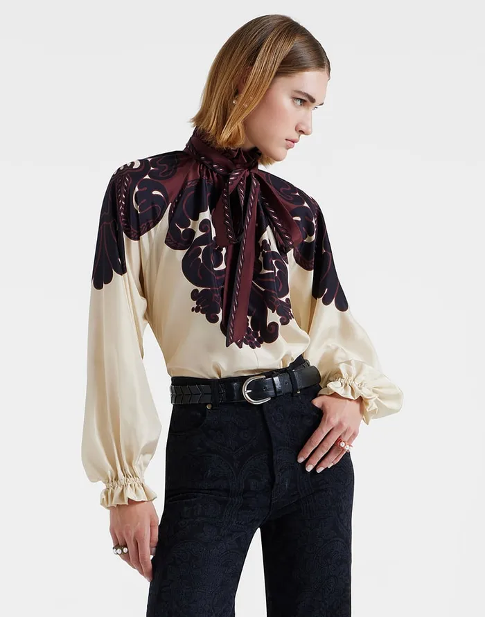 La Doublej Cerere Blouse Corsini Place Cream In Silk Voile Women Party Dressing