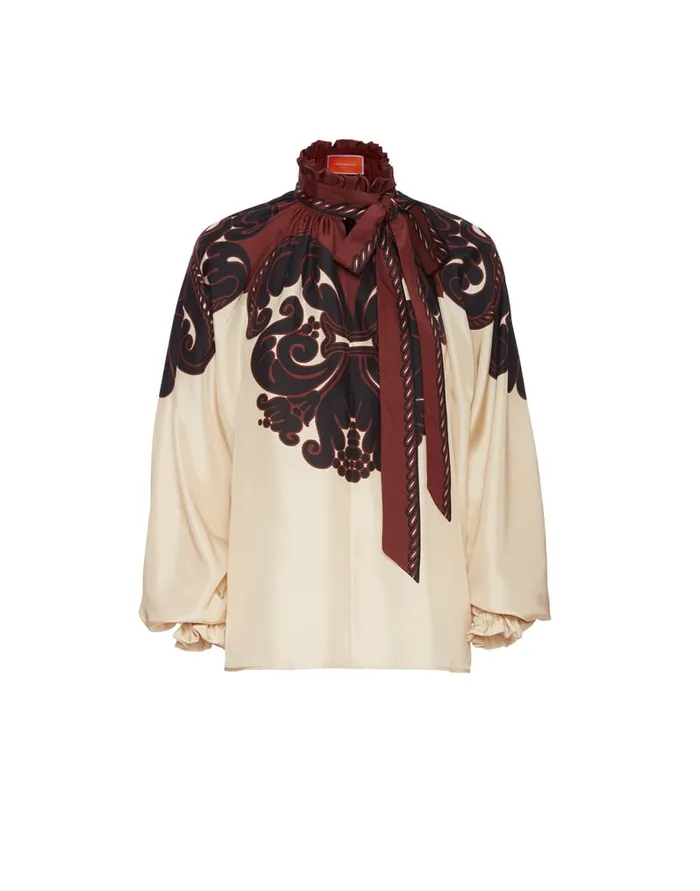 La Doublej Cerere Blouse Corsini Place Cream In Silk Voile Women Party Dressing