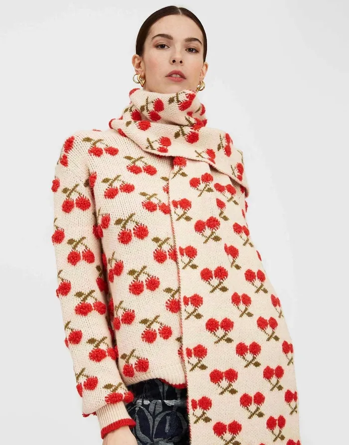 La Doublej Cherry Scarf Off White In Wool Women Foulards and Scarves
