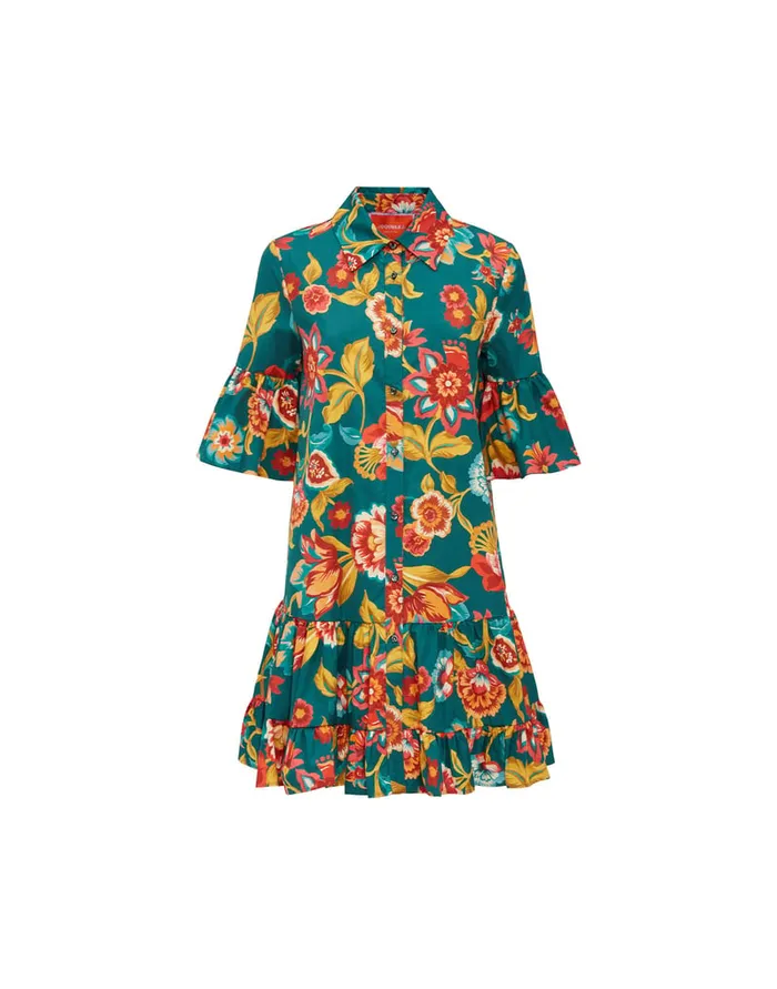La Doublej Choux Dress Hottie Emerald In Summer Poplin Women Party Dressing