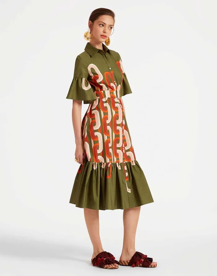La Doublej Choux Midi Dress Prometheus Place Camouflage In Summer Poplin Women Dresses La Doublej Choux Midi Dress Prometheus Place Camouflage In Summer Poplin Women Dresses