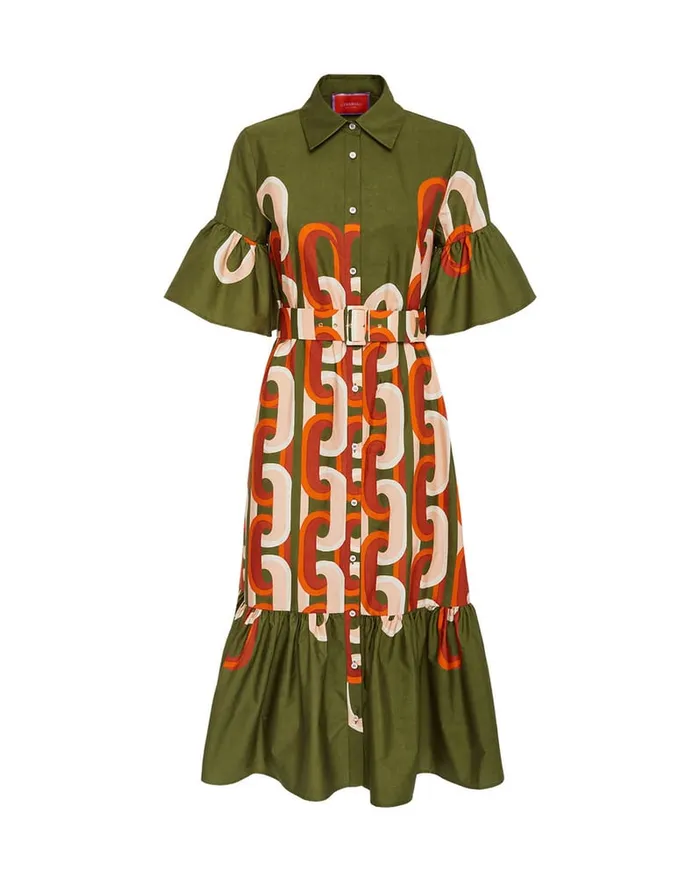 La Doublej Choux Midi Dress Prometheus Place Camouflage In Summer Poplin Women Dresses