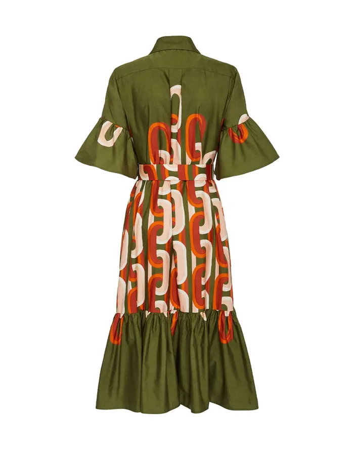 La Doublej Choux Midi Dress Prometheus Place Camouflage In Summer Poplin Women Dresses